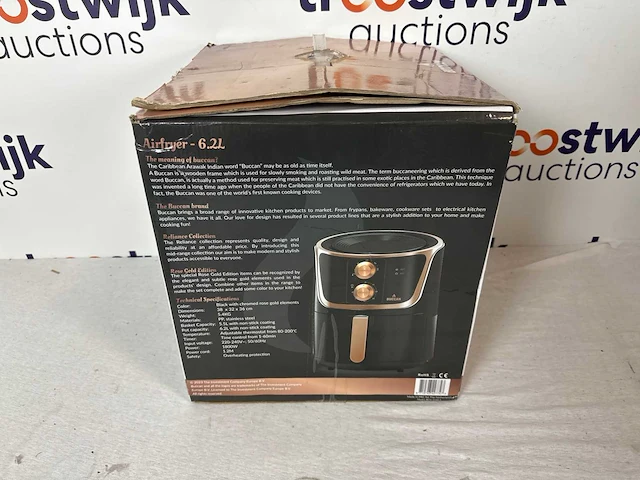 Buccan – 5 liter – hetelucht friteuse - rose gold/zwart - afbeelding 3 van  3