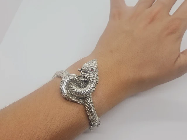 Buddha dragon - puur zilveren armband .925 zilver - afbeelding 2 van  8