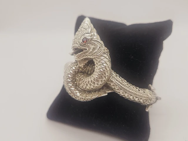 Buddha dragon - puur zilveren armband .925 zilver - afbeelding 3 van  8