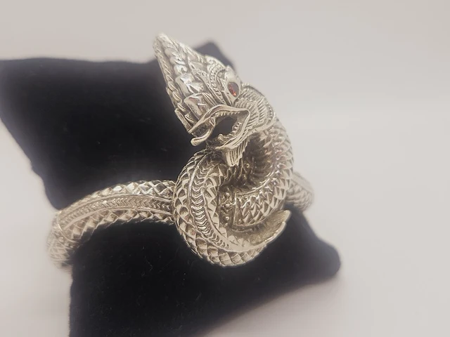 Buddha dragon - puur zilveren armband .925 zilver - afbeelding 4 van  8
