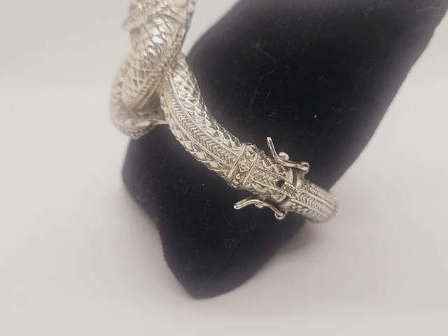 Buddha dragon - puur zilveren armband .925 zilver - afbeelding 6 van  8