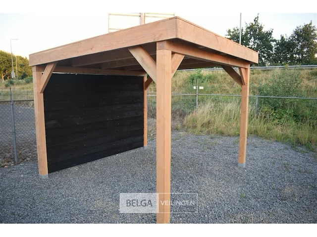 Buitenverblijf overkapping douglas 1200x400cm hoogte 245cm met achterwand - afbeelding 3 van  9