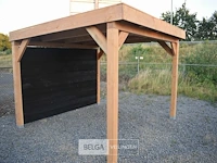 Buitenverblijf overkapping douglas 1200x400cm hoogte 245cm met achterwand - afbeelding 3 van  9