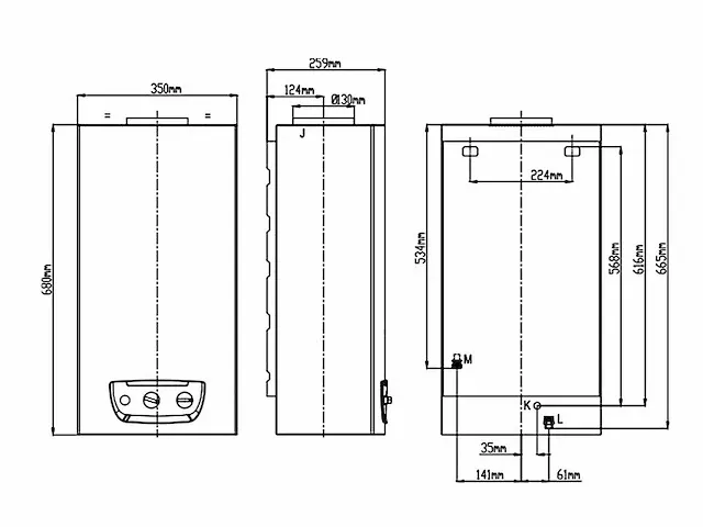 Bulex - opalia c 14 g - b - gasgestookte doorstroomgeiser - afbeelding 2 van  4