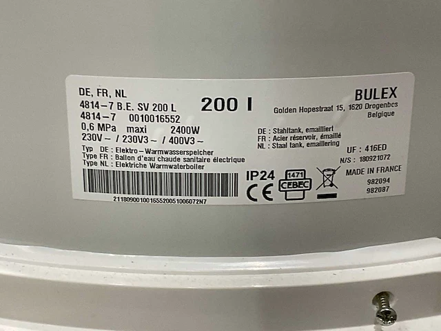 Bulex boiler 200 liter - afbeelding 4 van  6