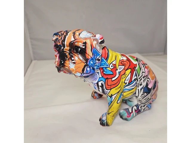 Bulldog sculptuur - neon grafitti dog - afbeelding 1 van  7