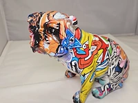 Bulldog sculptuur - neon grafitti dog - afbeelding 1 van  7