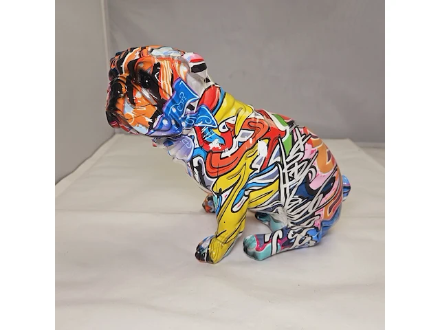 Bulldog sculptuur - neon grafitti dog - afbeelding 2 van  7
