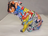 Bulldog sculptuur - neon grafitti dog - afbeelding 2 van  7