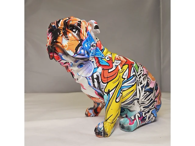 Bulldog sculptuur - neon grafitti dog - afbeelding 3 van  7