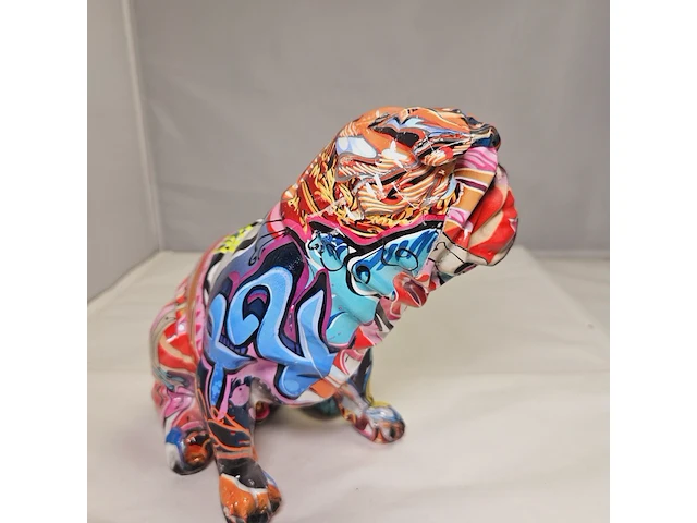 Bulldog sculptuur - neon grafitti dog - afbeelding 4 van  7