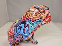 Bulldog sculptuur - neon grafitti dog - afbeelding 4 van  7