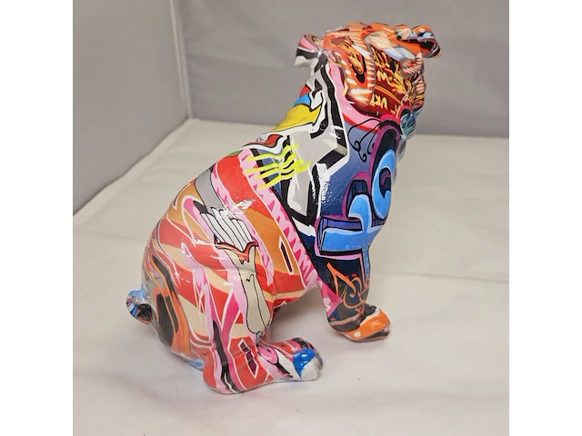 Bulldog sculptuur - neon grafitti dog - afbeelding 5 van  7