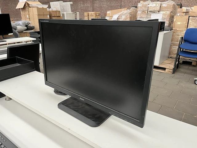 Bureau met bureaustoel, scherm, toetsenbord, muis w.o. iiyama, logi - afbeelding 6 van  8