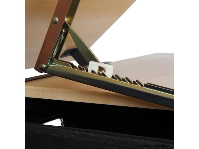 Bureau met twee werkbladen - verstelbare kanteling - max. 115 x 65 – min. 90 x 60 cm - inclusief kruk, bekerhouder en 2 lades - lichtbruin/zwart - afbeelding 5 van  11