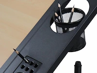 Bureau met twee werkbladen - verstelbare kanteling - max. 115 x 65 – min. 90 x 60 cm - inclusief kruk, bekerhouder en 2 lades - lichtbruin/zwart - afbeelding 10 van  11