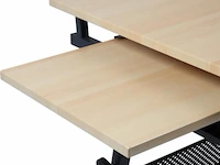 Bureau met twee werkbladen - verstelbare kanteling - max. 115 x 65 – min. 90 x 60 cm - inclusief kruk, bekerhouder en 2 lades - lichtbruin/zwart - afbeelding 11 van  11
