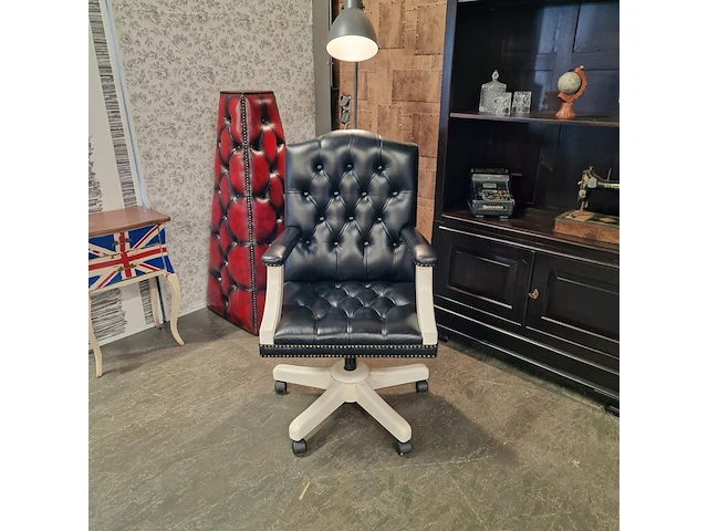 Bureaustoel chesterfield, gainsborough, zwart, wit - afbeelding 2 van  5