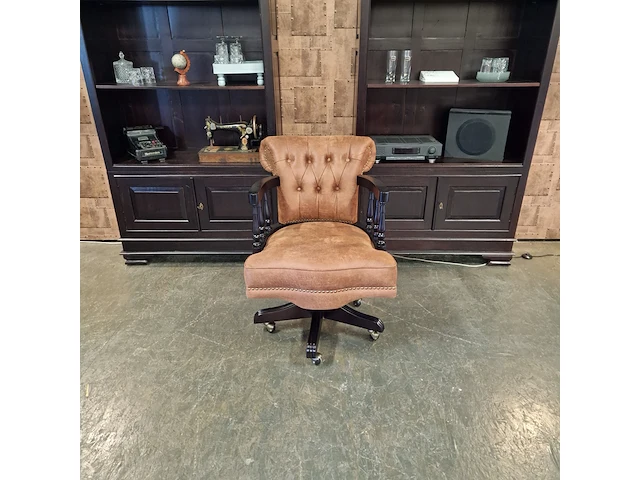 Bureaustoel chesterfield, stoker, cognac - afbeelding 1 van  7