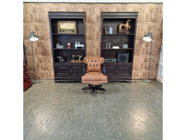 Bureaustoel chesterfield, stoker, cognac - afbeelding 4 van  7