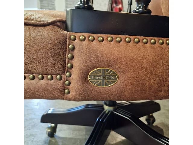 Bureaustoel chesterfield, stoker, cognac - afbeelding 6 van  7