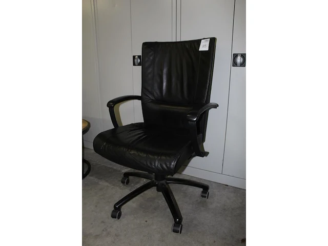 Bureaustoel leer zwart bekleed. margeproduct - afbeelding 2 van  2