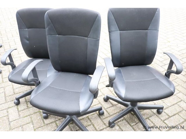 Bureaustoelen - zwart (skai) leder gestoffeerd - 3 stuks - afbeelding 1 van  5