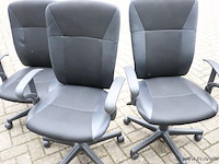Bureaustoelen - zwart (skai) leder gestoffeerd - 3 stuks - afbeelding 1 van  5