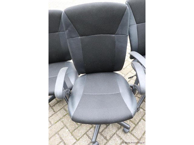 Bureaustoelen - zwart (skai) leder gestoffeerd - 3 stuks - afbeelding 2 van  5