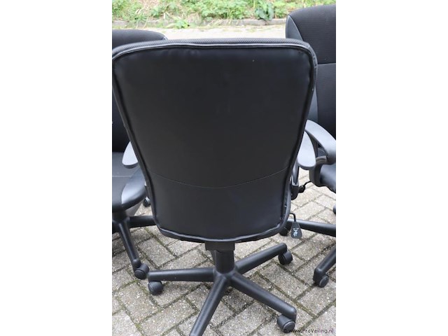 Bureaustoelen - zwart (skai) leder gestoffeerd - 3 stuks - afbeelding 4 van  5