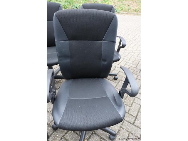 Bureaustoelen - zwart (skai) leder gestoffeerd - 5 stuks - afbeelding 2 van  6