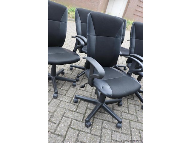 Bureaustoelen - zwart (skai) leder gestoffeerd - 5 stuks - afbeelding 3 van  6