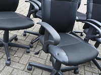 Bureaustoelen - zwart (skai) leder gestoffeerd - 5 stuks - afbeelding 3 van  6