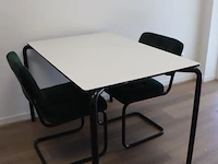 Bureautafel - 120x85x74cm incl. 2 stoelen, groen gestoffeerd - 50x44x80cm - afbeelding 1 van  5