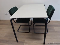 Bureautafel - 120x85x74cm incl. 2 stoelen, groen gestoffeerd - 50x44x80cm - afbeelding 2 van  5