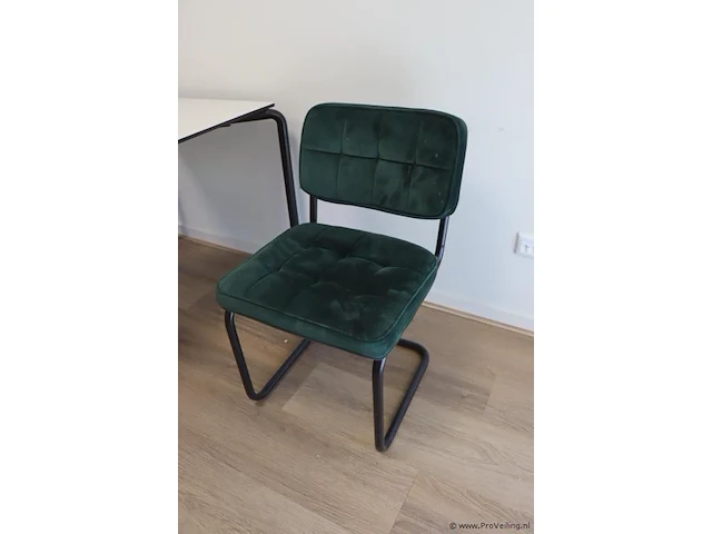 Bureautafel - 120x85x74cm incl. 2 stoelen, groen gestoffeerd - 50x44x80cm - afbeelding 3 van  5