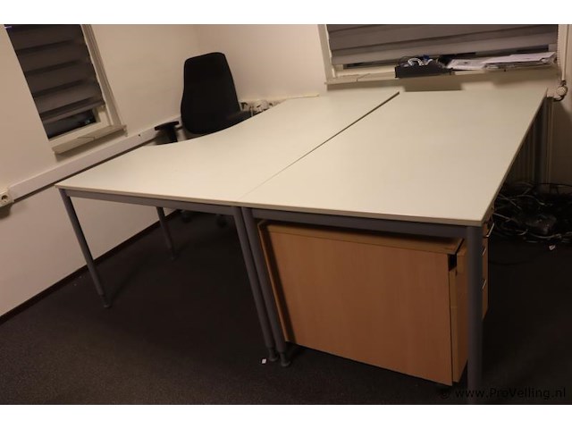 Bureautafels - 2 stuks| in hoogte verstelbaar | 160x80-120x74cm | incl. ladekast - afbeelding 1 van  8