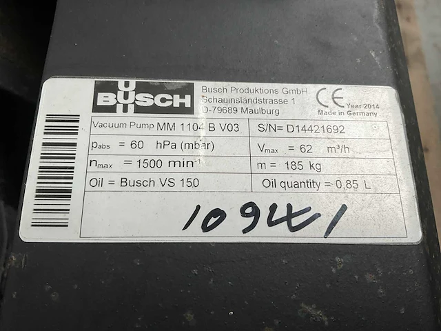 Busch mink mm 1104 bv vacuümpomp - afbeelding 8 van  9