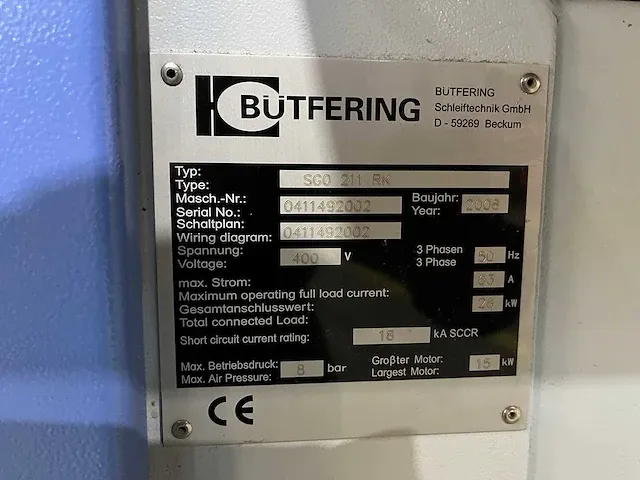 Butfering - sgo 211 rk - breedbandschuurmachine - 2008 - afbeelding 7 van  15