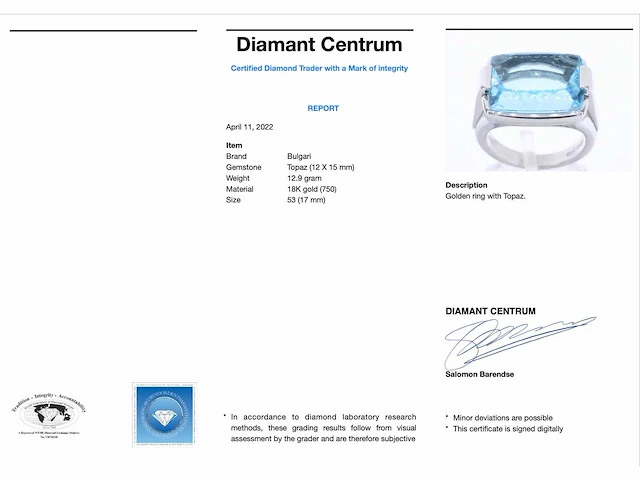Bvlgari ring blauwe topaas - afbeelding 3 van  7