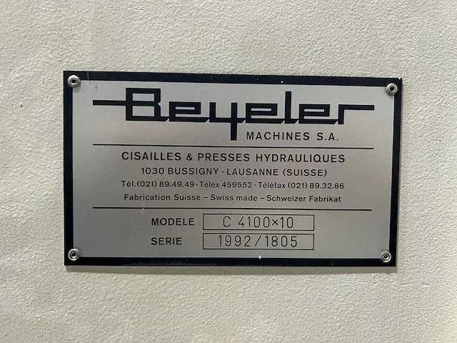 Bystronic, beyeler - c 4100x10mm - guillotineschaar - afbeelding 4 van  16