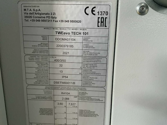 (c) 2021 mra twe evo tech 101 glycol chiller - afbeelding 5 van  9