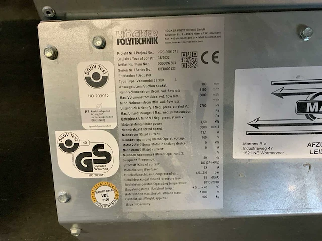(c) 2022 höcker polytechnik vacumobil 300 ontstoffingfilterkast - afbeelding 4 van  8