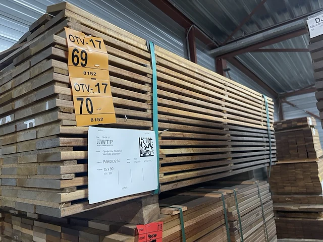 Ca. 100x guyana ipé planken geschaafd, 16x90mm, lengte 200cm - afbeelding 4 van  4