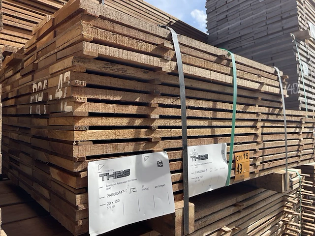 Ca. 100x guyana teak beschoeiingsplanken, 20x150mm, lengte 43/100cm, 57/150cm - afbeelding 4 van  4