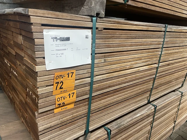 Ca. 100x guyana teak vlonderplanken, 21x145mm, lengte 185cm - afbeelding 4 van  4