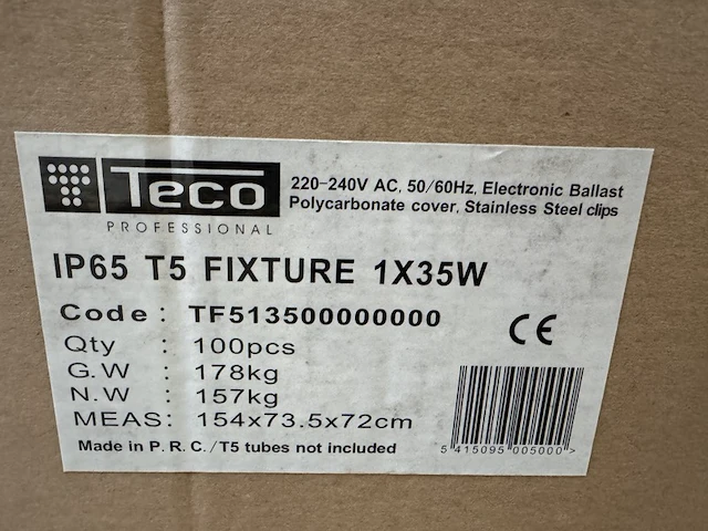 Ca. 100x ip65 t5 fixture 1x35w led armatuur, teco professional - afbeelding 5 van  6