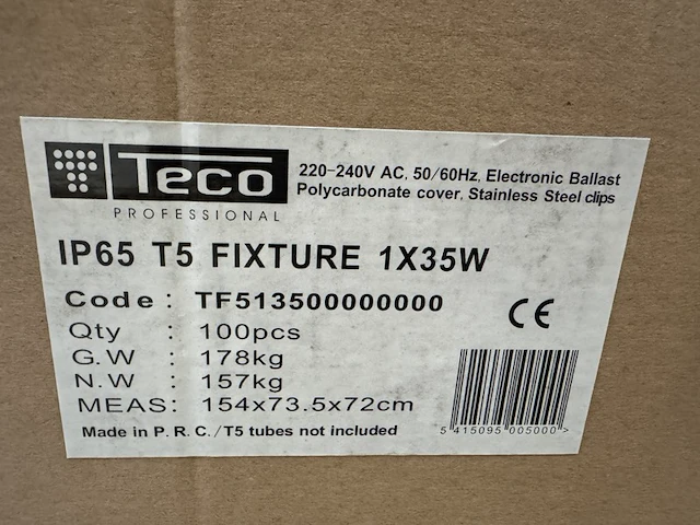 Ca. 100x ip65 t5 fixture 1x35w led armatuur, teco professional - afbeelding 4 van  5
