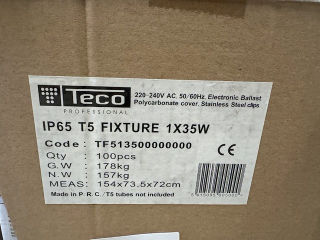 Ca. 100x ip65 t5 fixture 1x35w led armatuur, teco professional - afbeelding 4 van  5