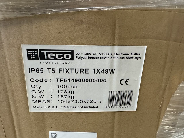 Ca. 100x ip65 t5 fixture 1x49w led armatuur, teco professional - afbeelding 5 van  6